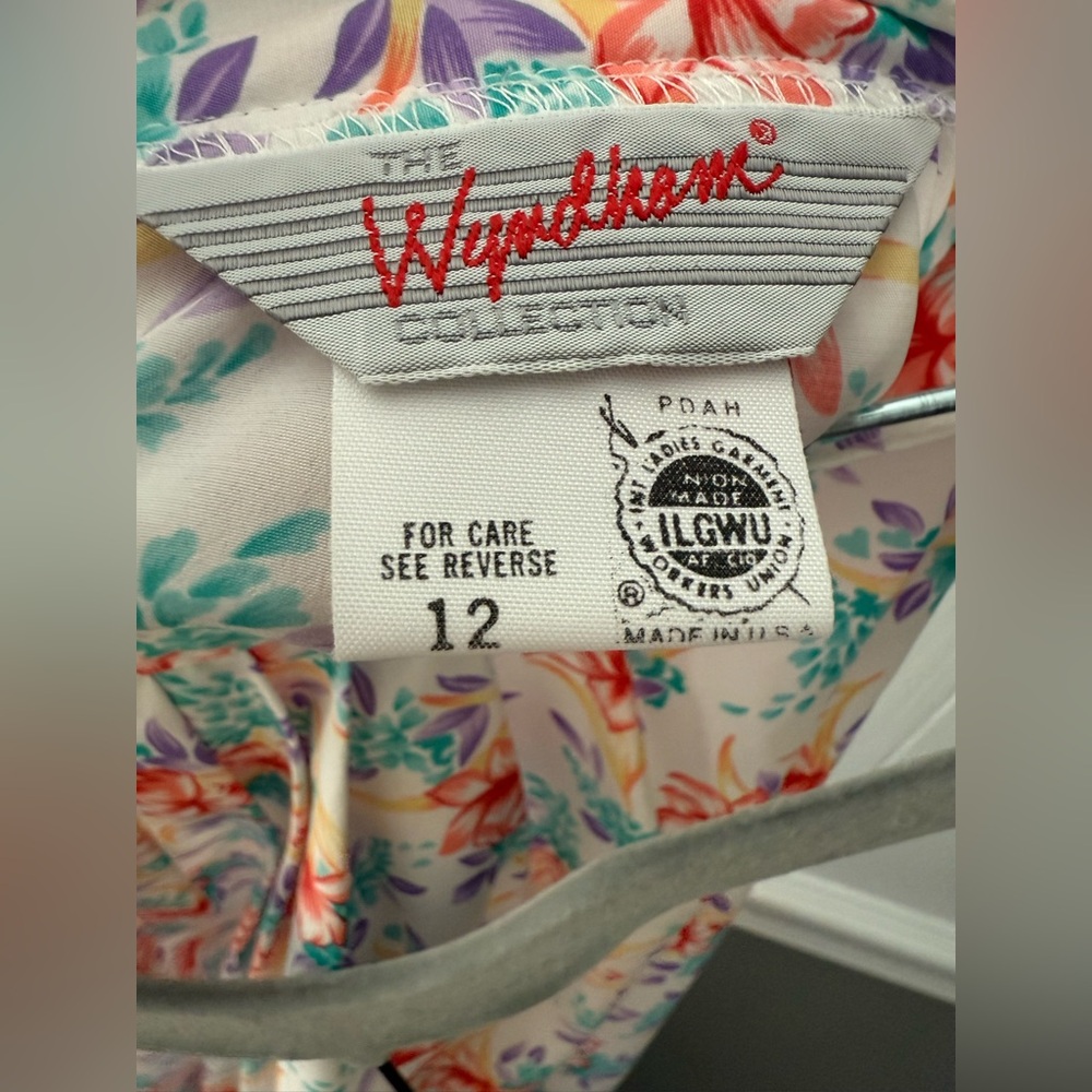 Vintage Wyndham ILGWU Pastel Midi Skirt Cottagecore Spring Tropical USA Union 12 - Picture 6 of 8